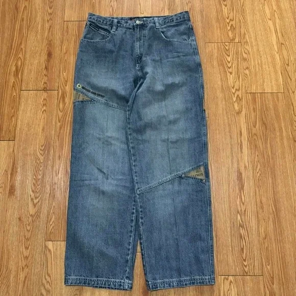 SouthPole Jeans Baggy Patchwork Y2K Skater Rare Denim Size 34 34x31 - Picture 1 of 8